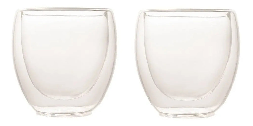 2 Copos Café Parede Dupla Borossilicato 70ml Lyor Transparente