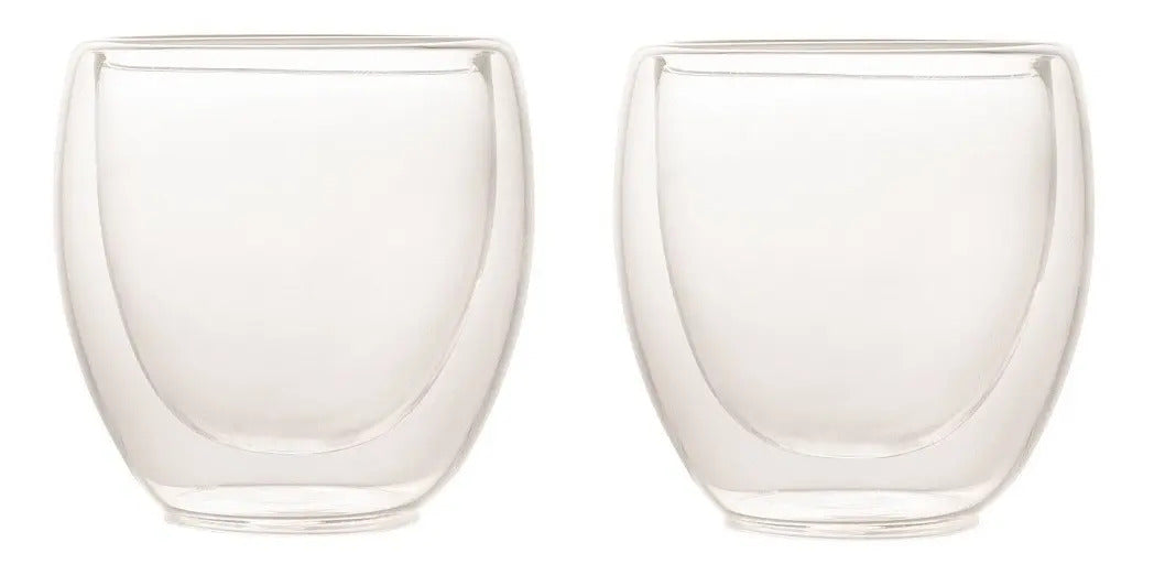 2 Copos Café Parede Dupla Borossilicato 70ml Lyor Transparente