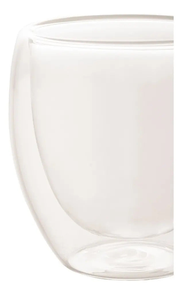 2 Copos Café Parede Dupla Borossilicato 70ml Lyor Transparente